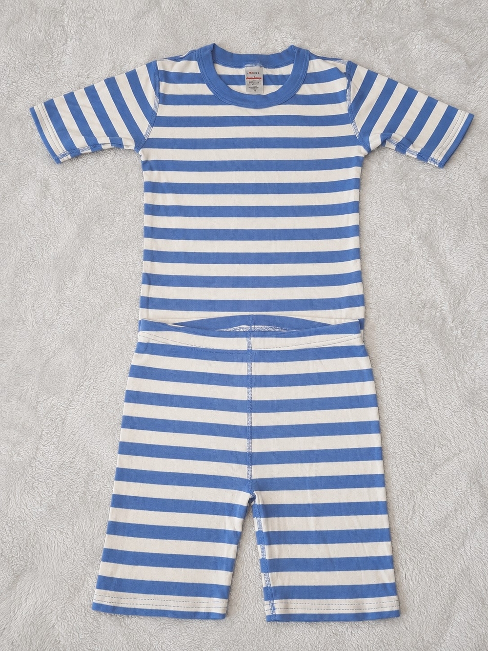 Hanna Andersson Blue and White Striped Short Pajama Set